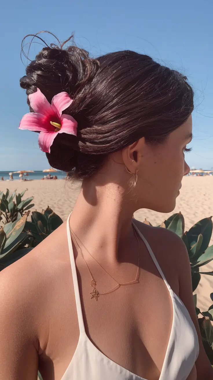Practical summer hairstyles for swimming 2025 Twisted flower roll for a beach novel
