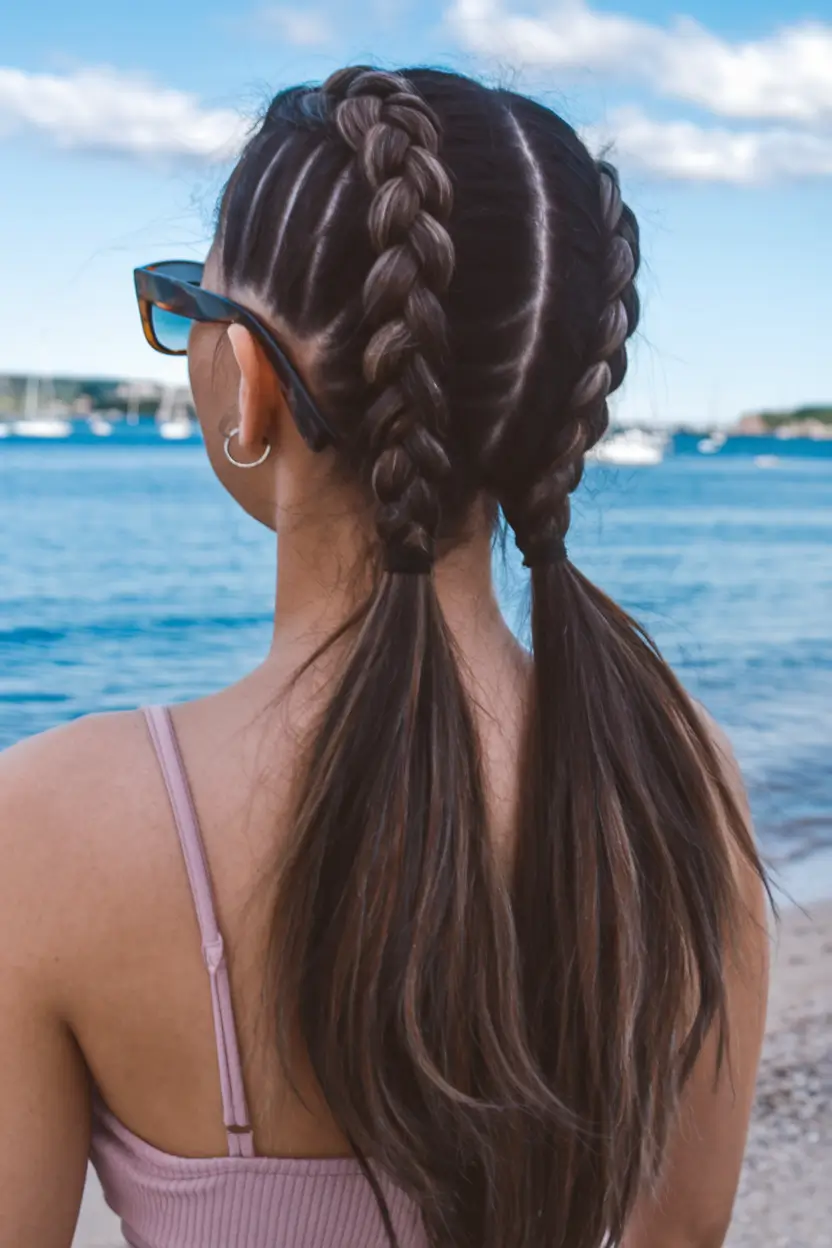 Practical summer hairstyles for swimming 2025 Boxer Baids with free ends for the modern edge