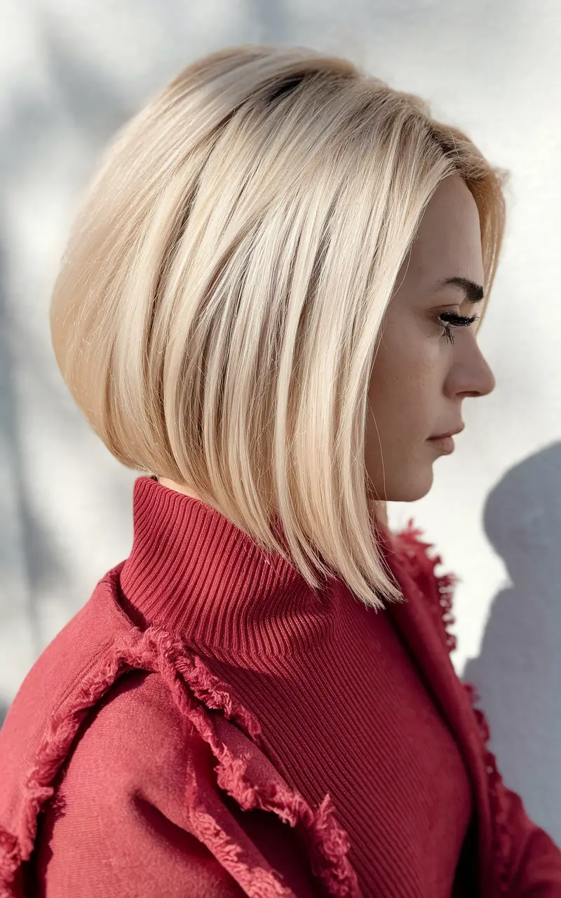 Summer 2025. Ideas for haircuts for round faces - flattering views - sculptured chic: Twisted blonde bob