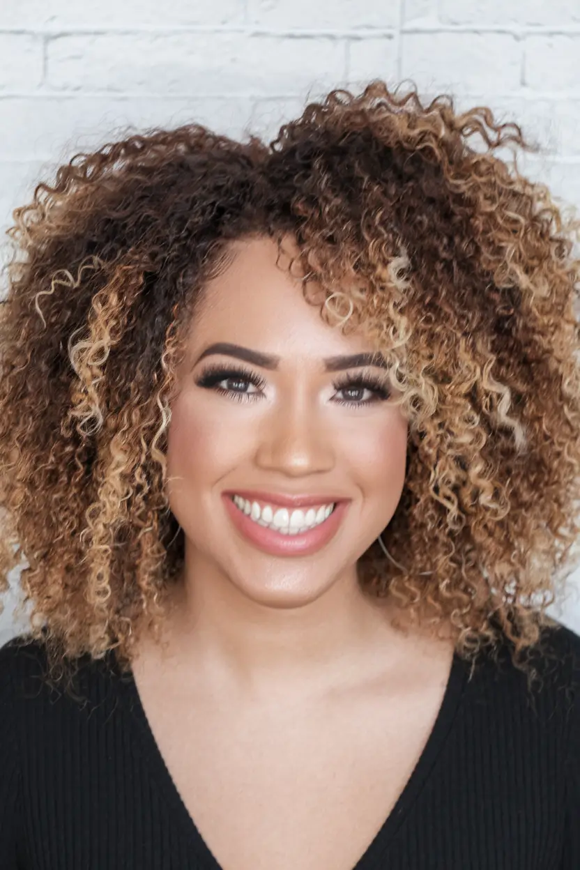 Summer 2025. Ideas for haircuts for round faces - curly confidence in layered texture