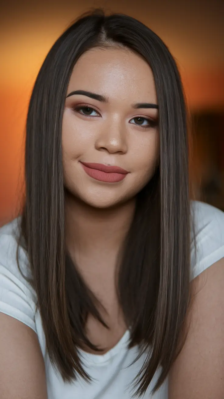 Summer 2025 Ideas for haircuts for round faces - glossy smoothness with long layers