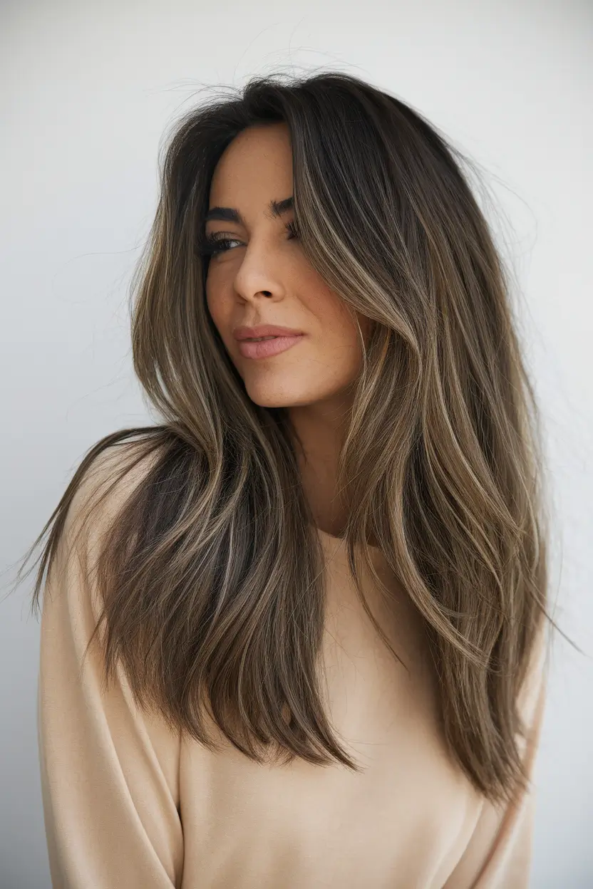 Summer brunette hair color ideas 2025 Sun kiss a kissed ash ash ash brunette with a natural stream