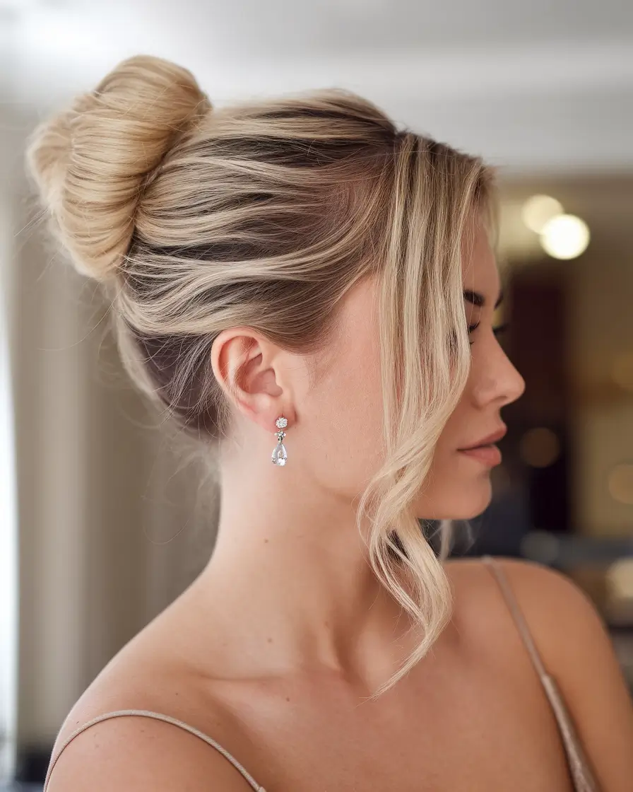 Summer buns hairstyle 2025: Gorgeous Upless Classic Donut Bun with a summer turn