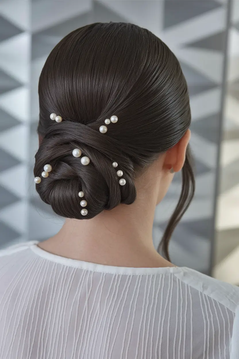 Summer Adudo Hairstyles 2025: Simple styles+intertwined pearl rolls for Regal Glam