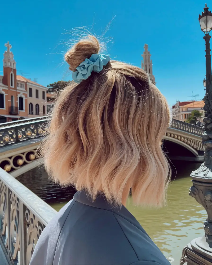 Summer Aupro Hairstyles 2025: Simple Styles Half-Up Scrunchie Chic