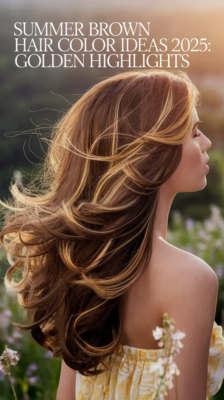 Summer Brown Hair Color Ideas 2025: Golden Highlights