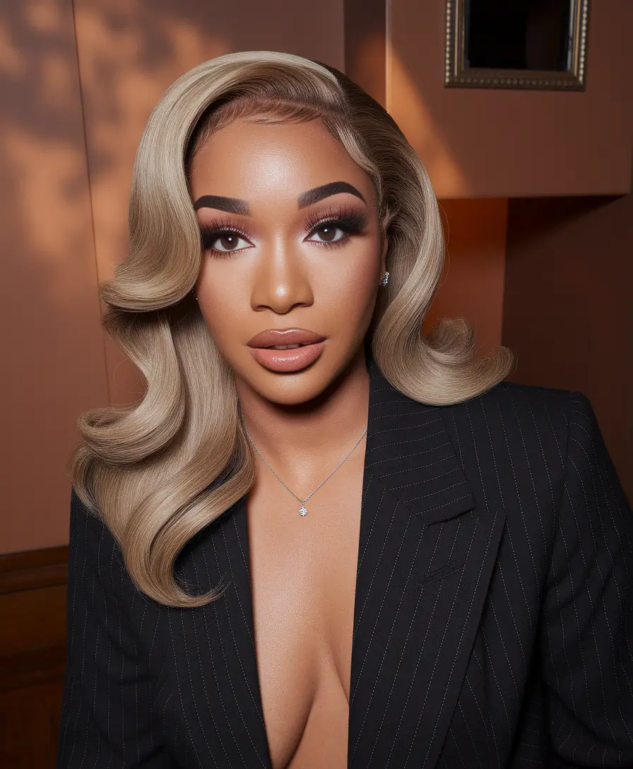 Ideas for the color of the hair of autumn and winter color for black women glamorous waves with champagne ash