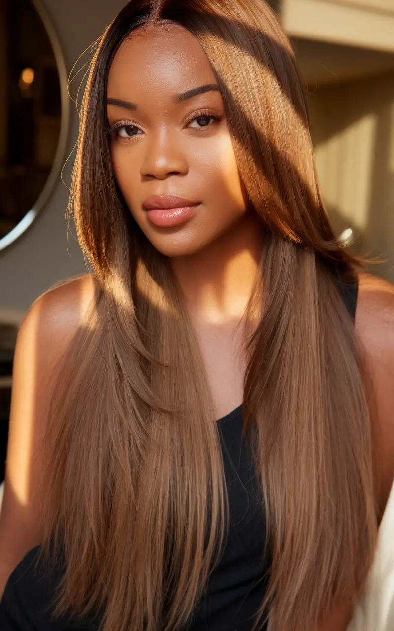 Autumn hair color black women silk lady dimensional layers