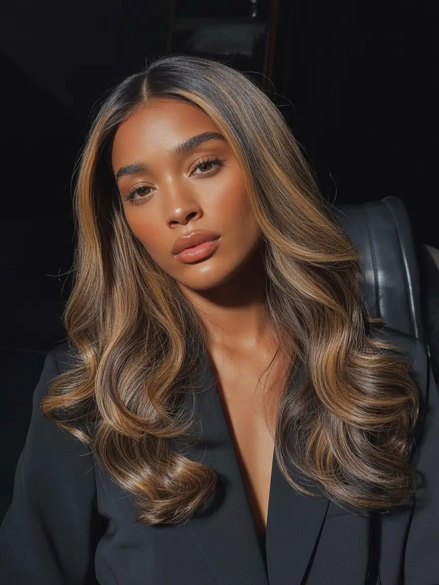 Autumn blonde hair color black women gold curls tape