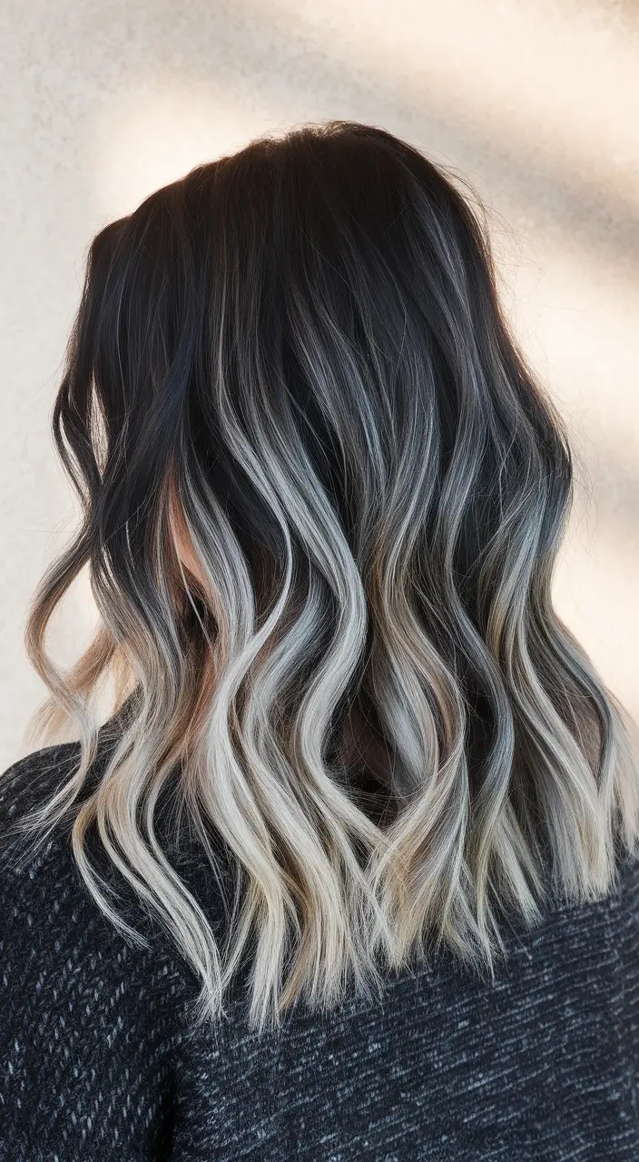 Thin blonde ombre Balayage Summer glare wavy hair