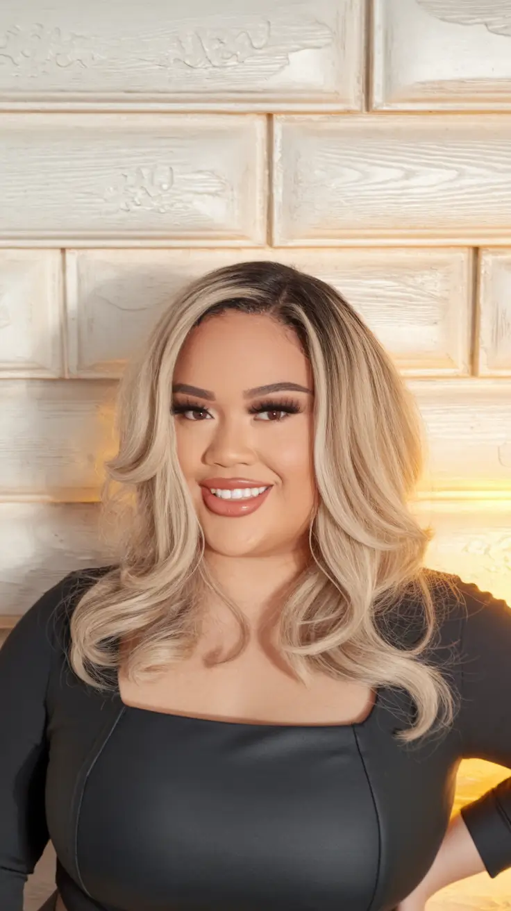 Fashionable haircuts of 2025 for puffy faces of the face soft waves