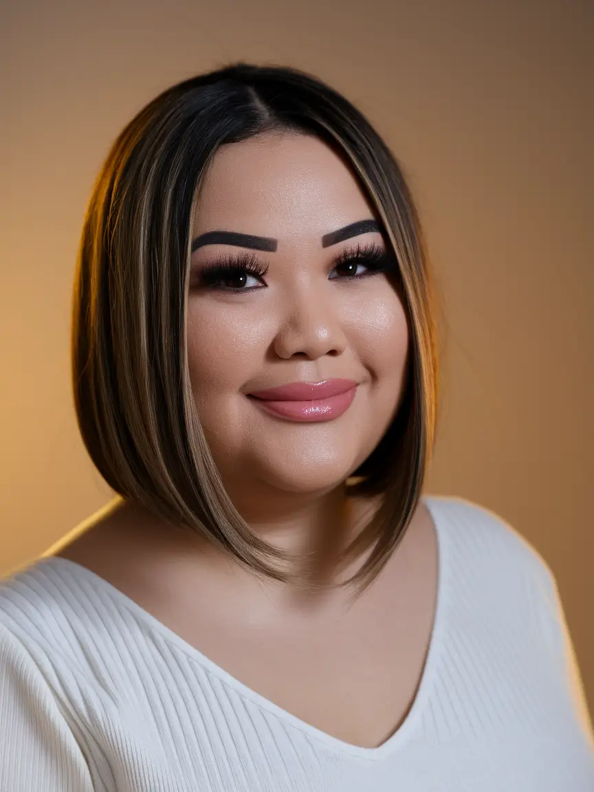 Fashionable haircuts of 2025 for chubby shapes of the face elegant bean long chin