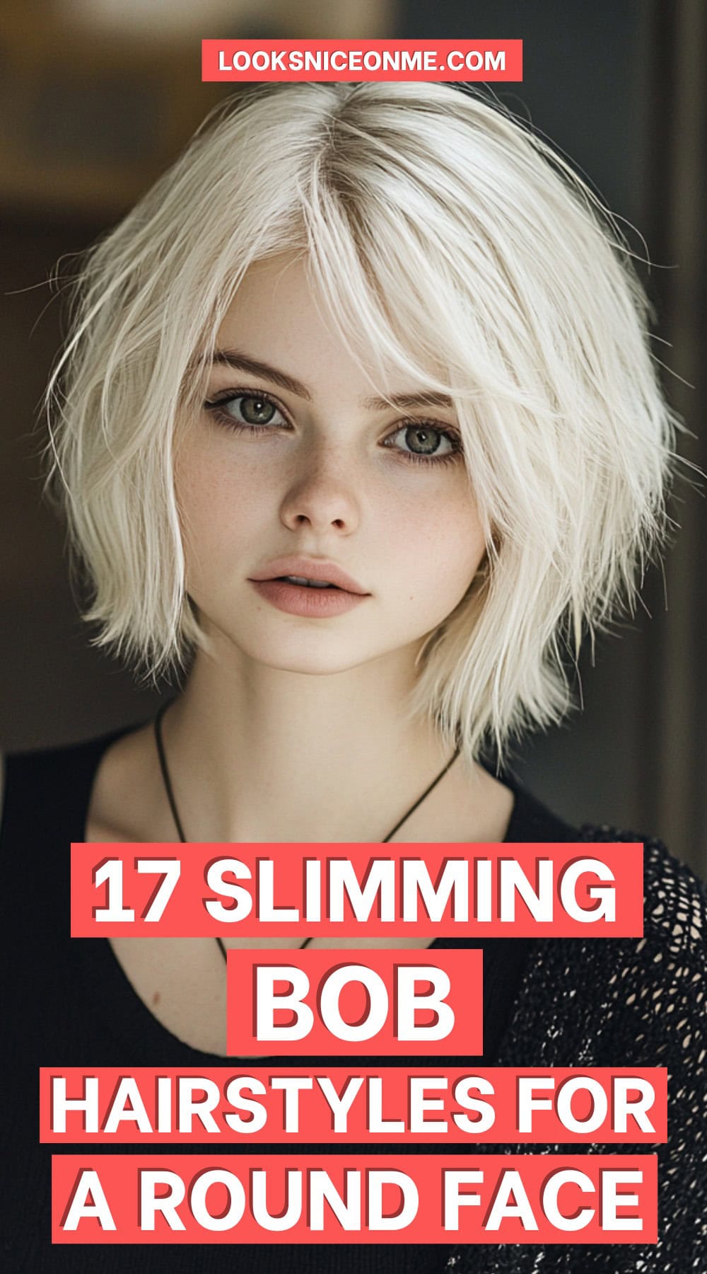 Bob Hairstyle for Round Face Pinterest Poster