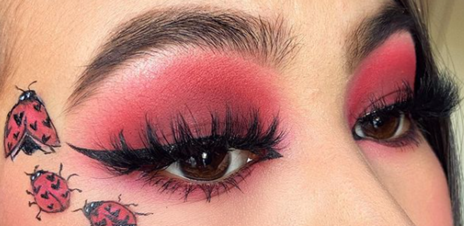Ladybug look with red eye shadow