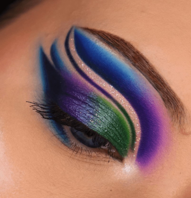 Dark light fantasy look with colorful eyeshadow