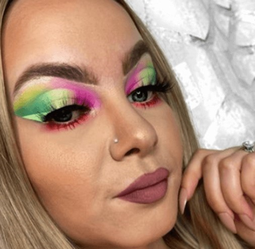 Sparkling purple colorful eye shadow