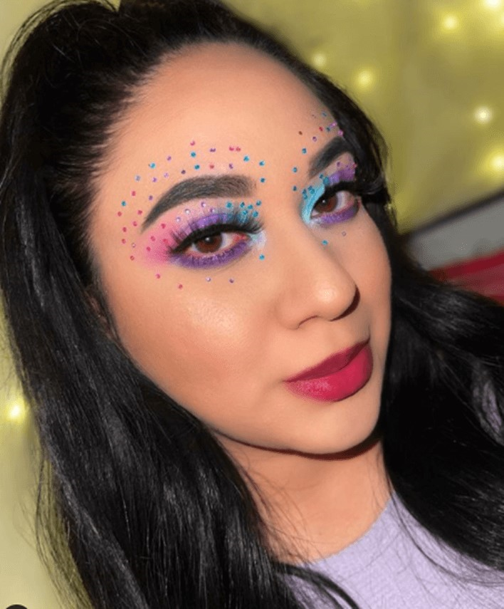 Designed fashionable colorful eyeshadow look