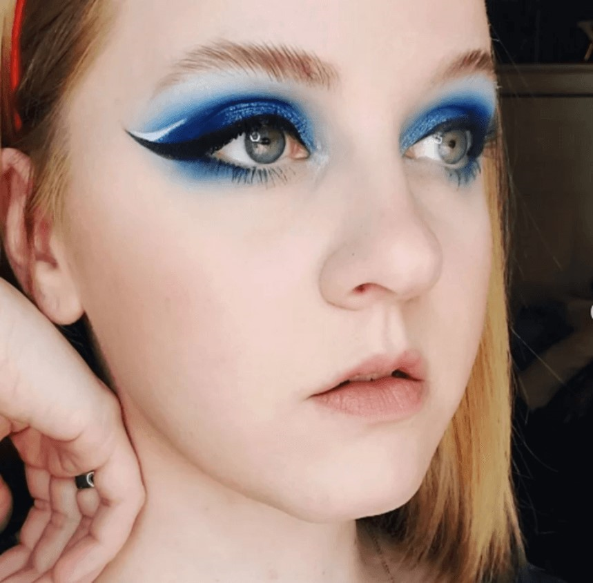 Shining blue colorful eye shadow