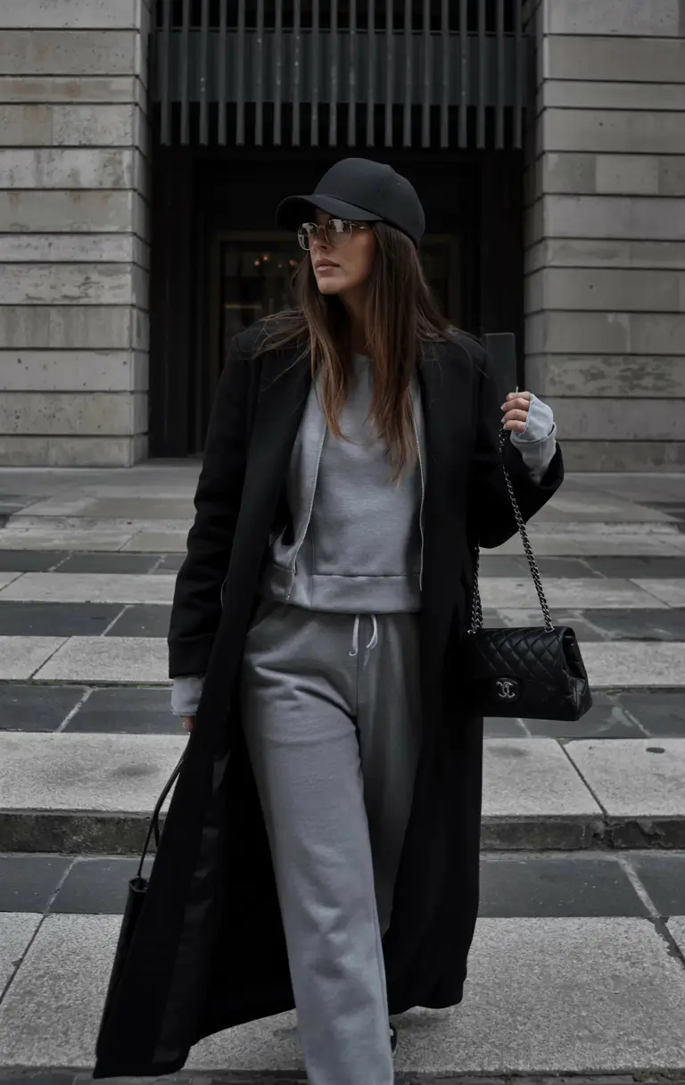 comfy winter outfits ideas 2025 2026 monochrome gray