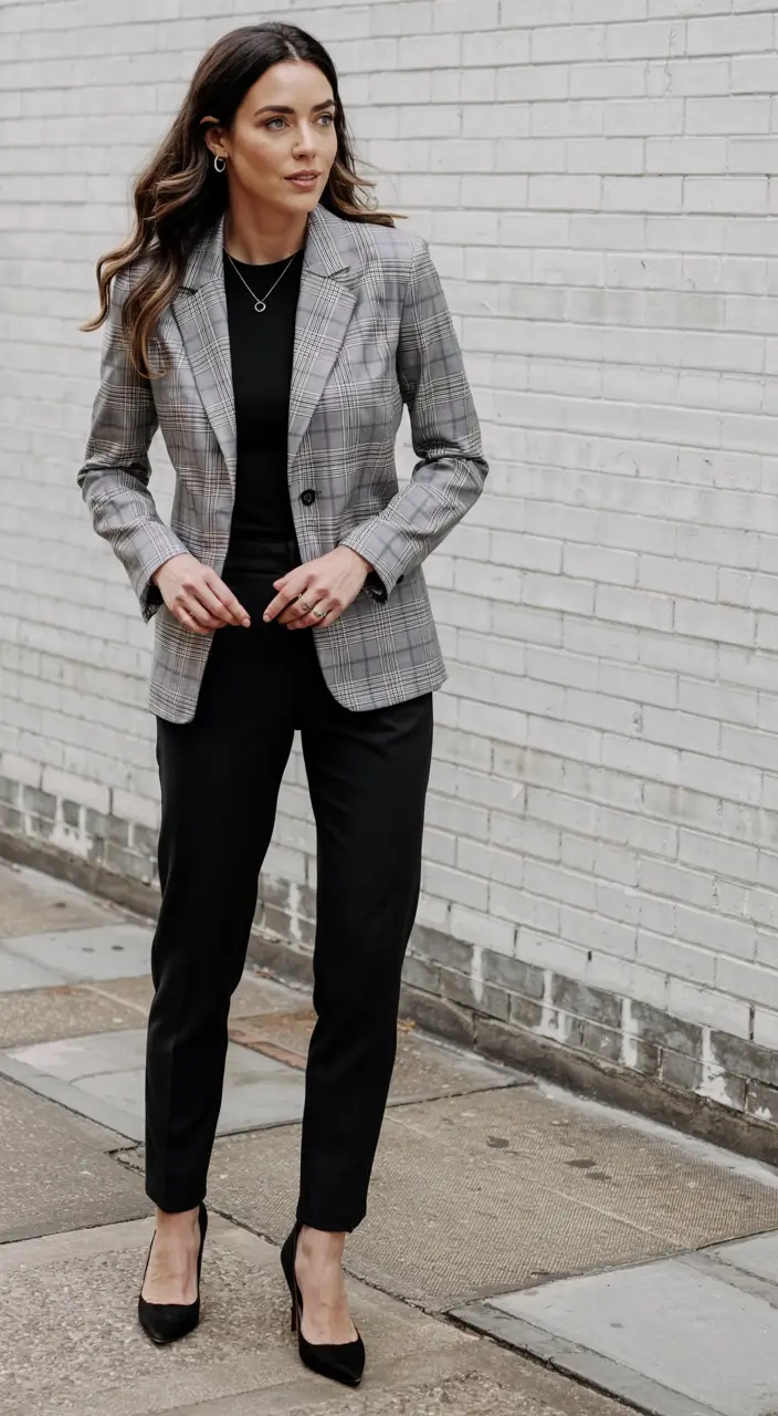 winter work outfits 2025 2026 style guide Classic Plaid Authority