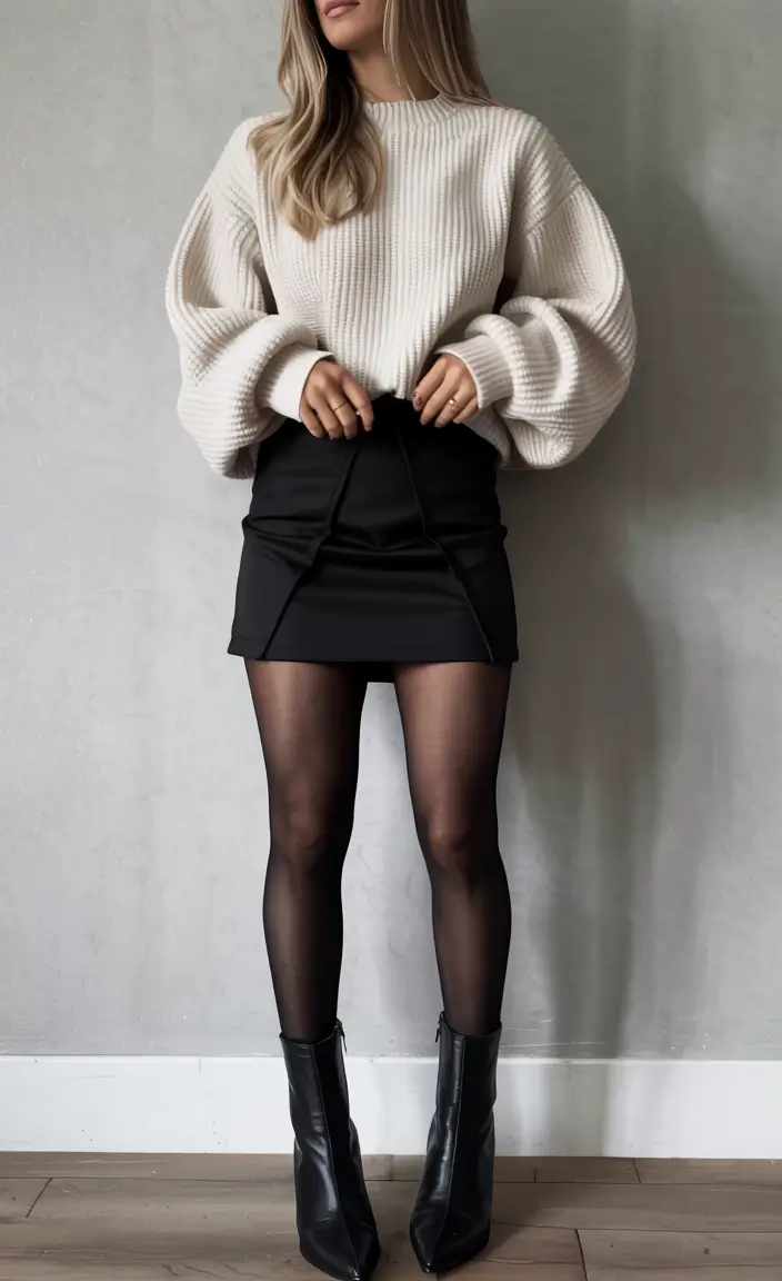 cute winter outfits style 2025 2026 Monochrome Minimal with Contrast