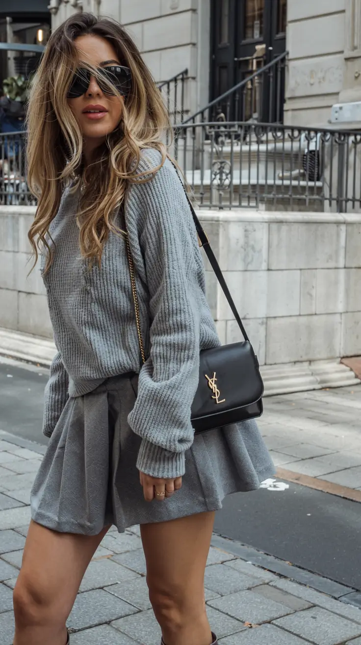 cute winter outfits style 2025 2026 Soft Grey Monochrome