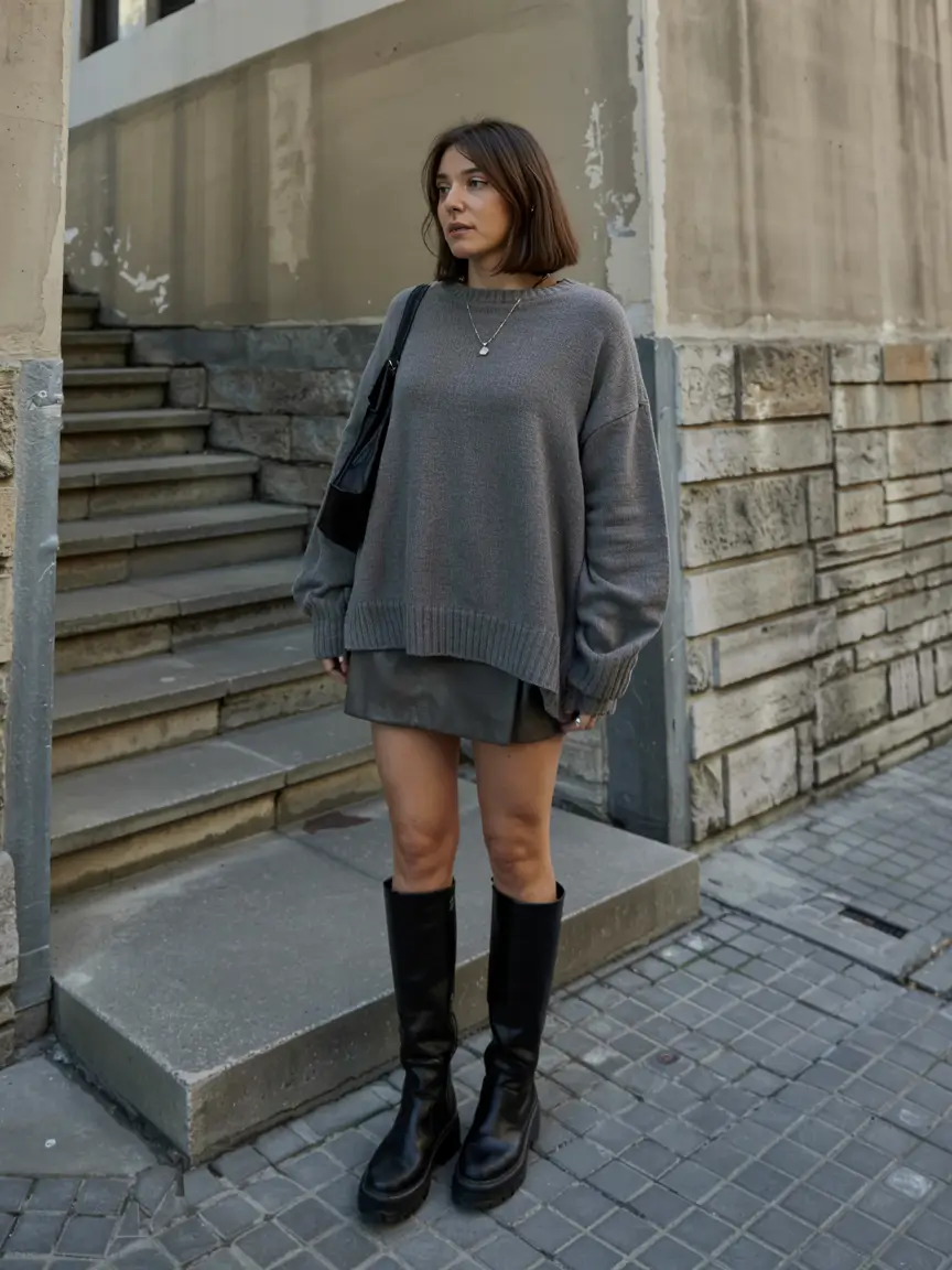 cute winter outfits style 2025 2026 Oversized Grey Ease