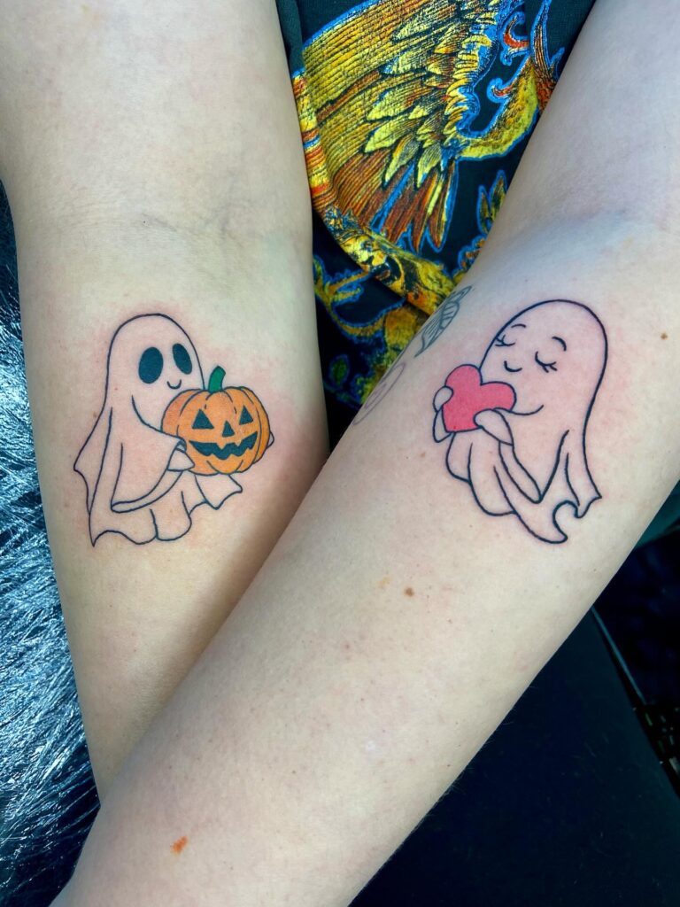 40+ Matching Ghost Tattoos for Best Friends, Couples, and Siblings