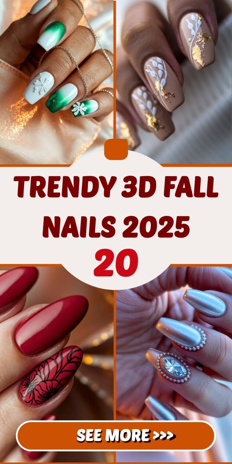 Trendy 3D Fall Nails 2025: Stunning Designs with Leaves and Gel Art