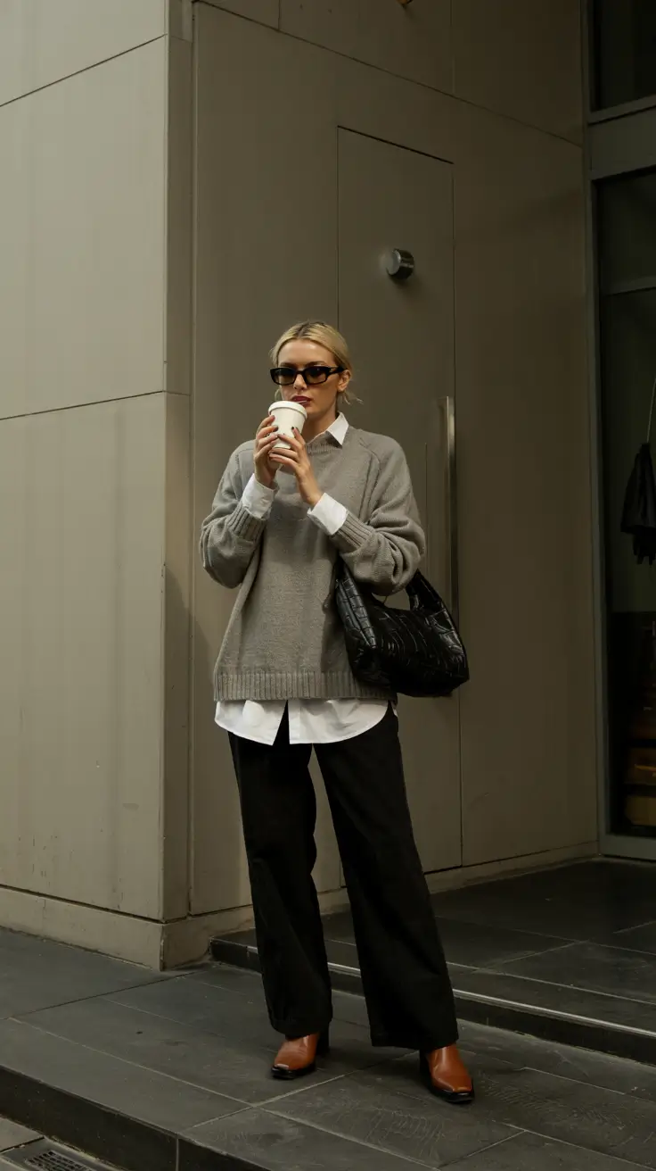 fall to winter outfits ideas 2025 Relaxed Structure in Neutrals