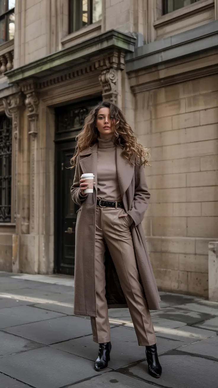 fall to winter outfits ideas 2025 Power Dressing in Monochrome