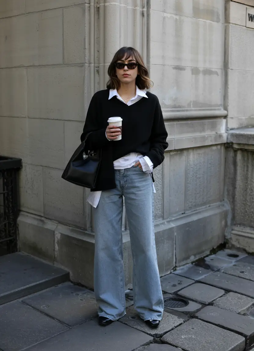 fall to winter outfits ideas 2025 Classic Monochrome With a Twist