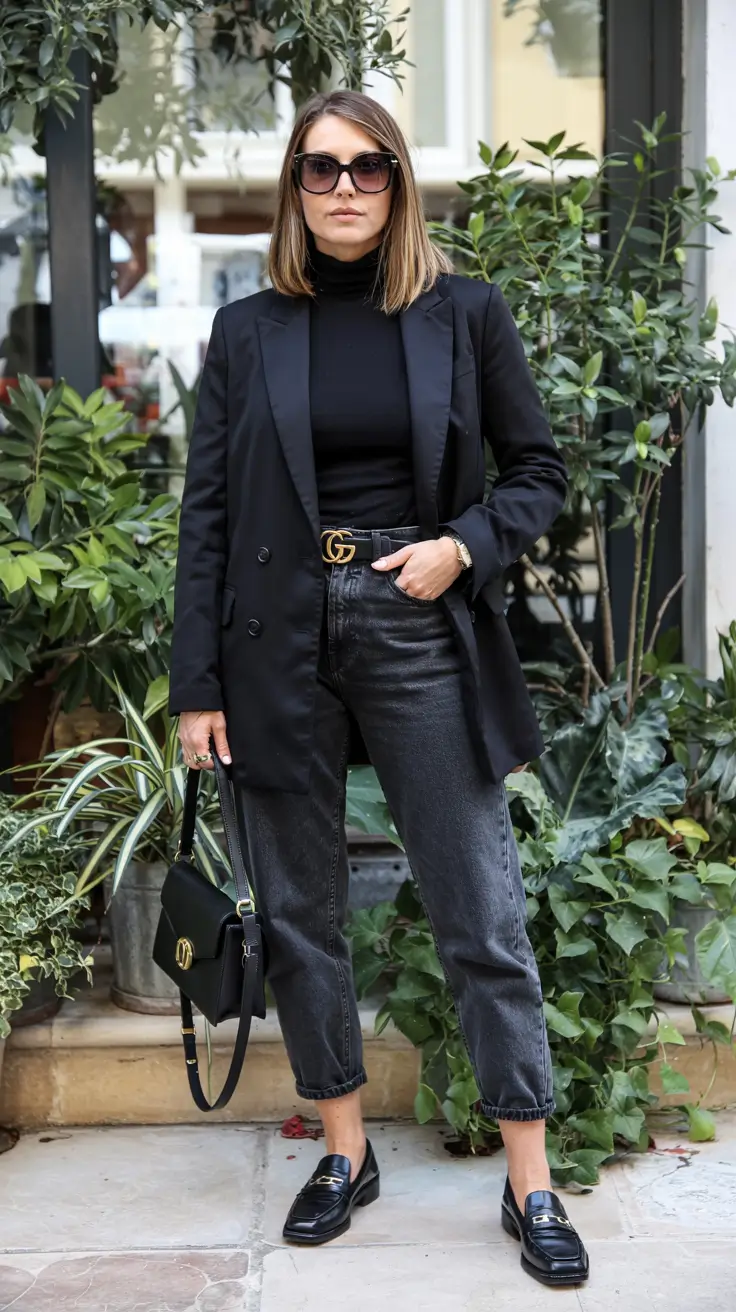 fall to winter outfits ideas 2025 Monochrome Power in Black