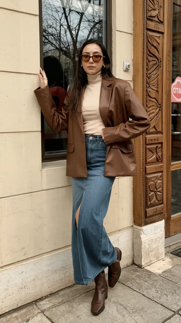 outfits ideas for winter 2025 2026 Retro Warmth with Modern Denim