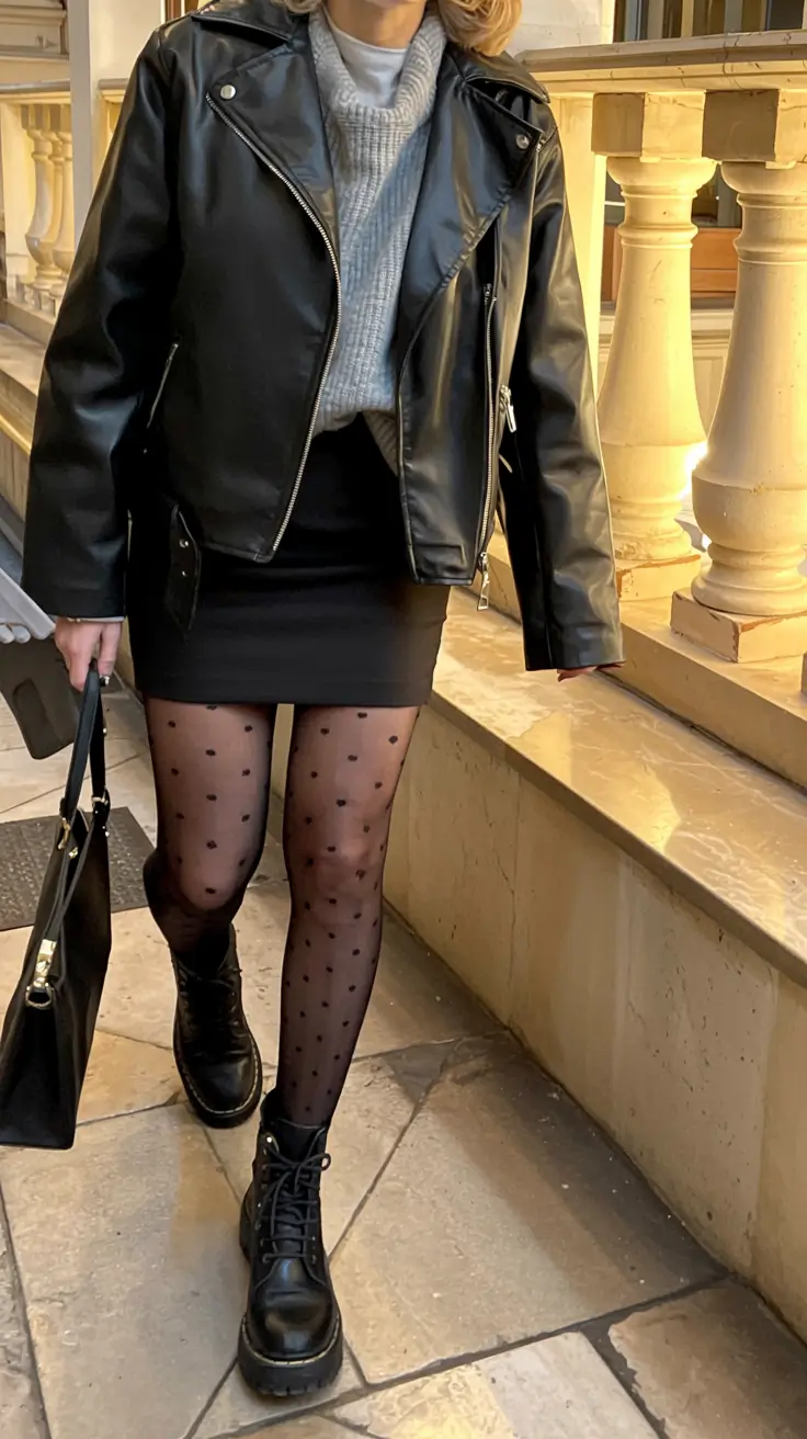 outfits ideas for winter 2025 2026 Edgy Elegance with Playful Details