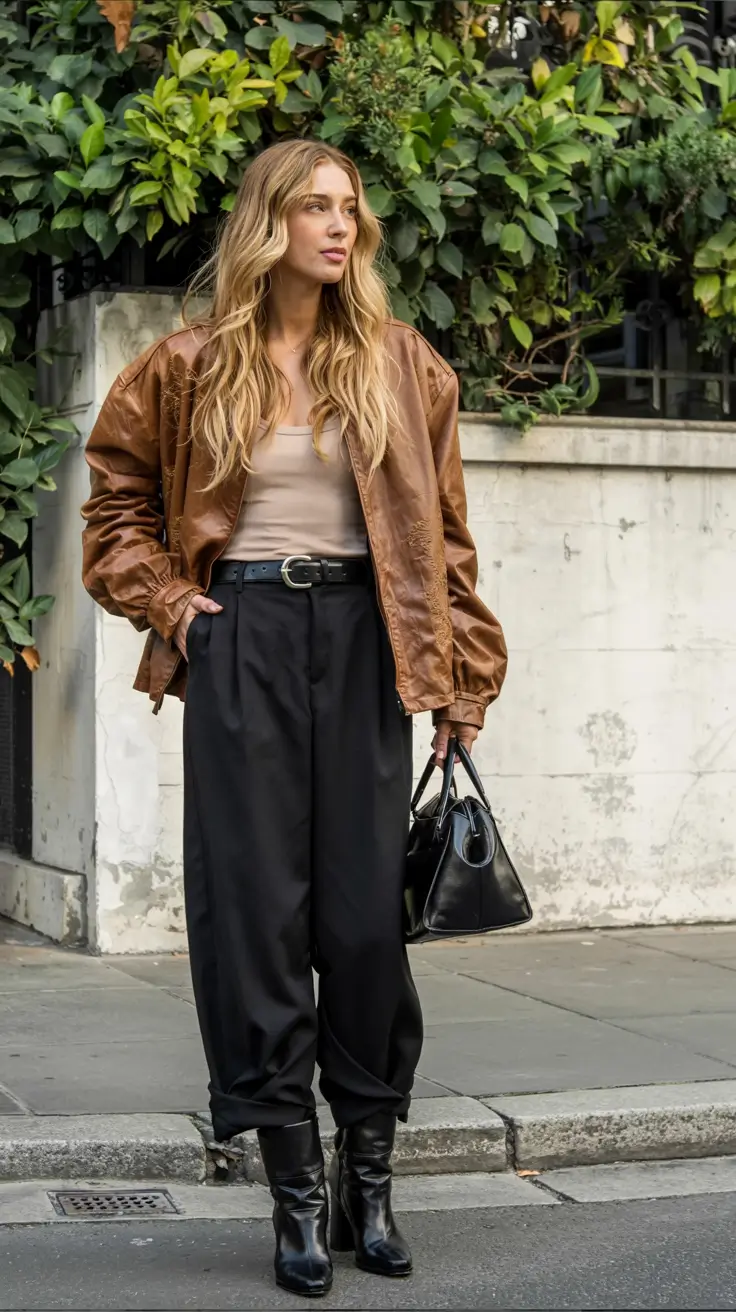 outfits ideas for winter 2025 2026 Casual Confidence with Leather and Black