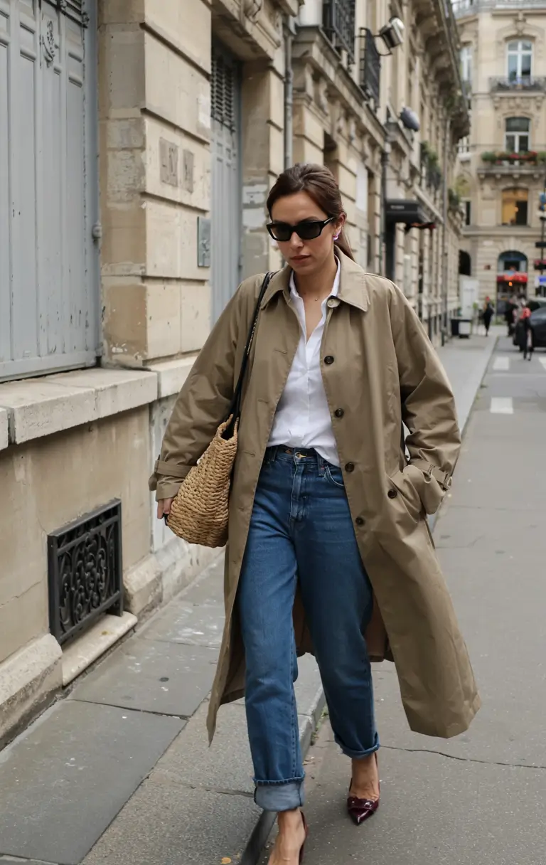 outfits ideas for winter 2025 2026 Trench Coat Elegance with Casual Denim