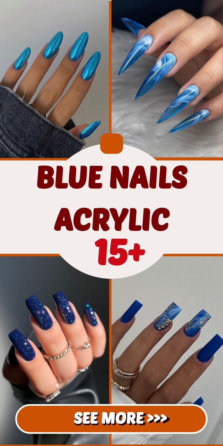 Blue Nails Acrylic 15 Ideas: Embracing Elegance and Versatility