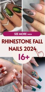 Rhinestone Fall Nails 2025 16 Ideas: Add Sparkle to Your Autumn Manicure