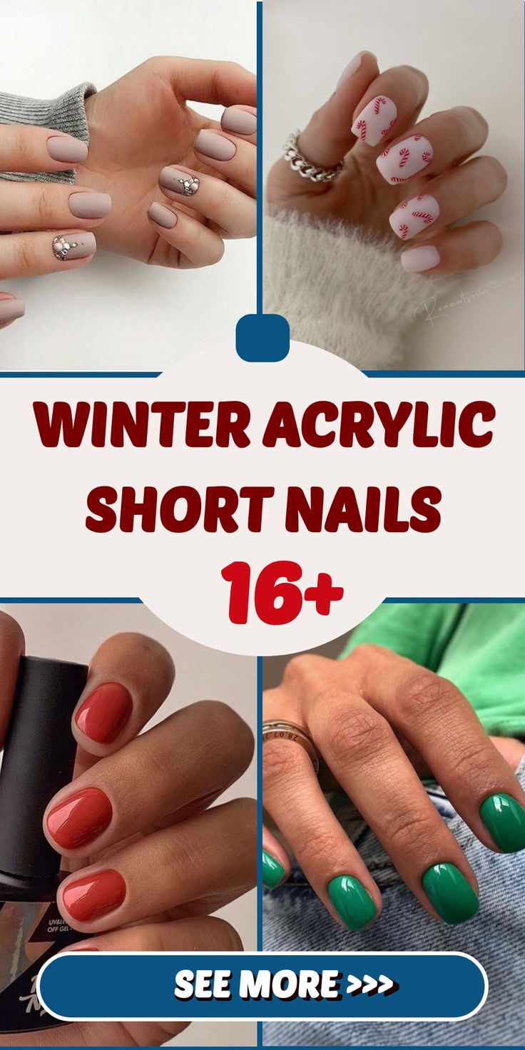Winter Acrylic Short Nails 16 Ideas: Embrace the Season with Style