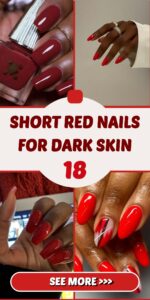 Simple and Classy: Classic Short Red Nails for Dark Skinned Women