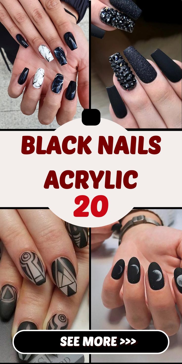 Black Nails Acrylic 20 Ideas: Embrace the Bold and Elegant Look