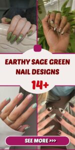 Best 14+ Earthy Sage Green Nail Designs you must try this year