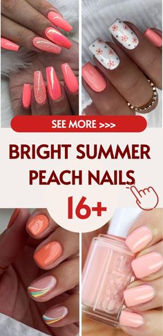 2025 Trending Summer Peach Nails: Pastel, Coral Glitter Designs for Short & Almond Shapes