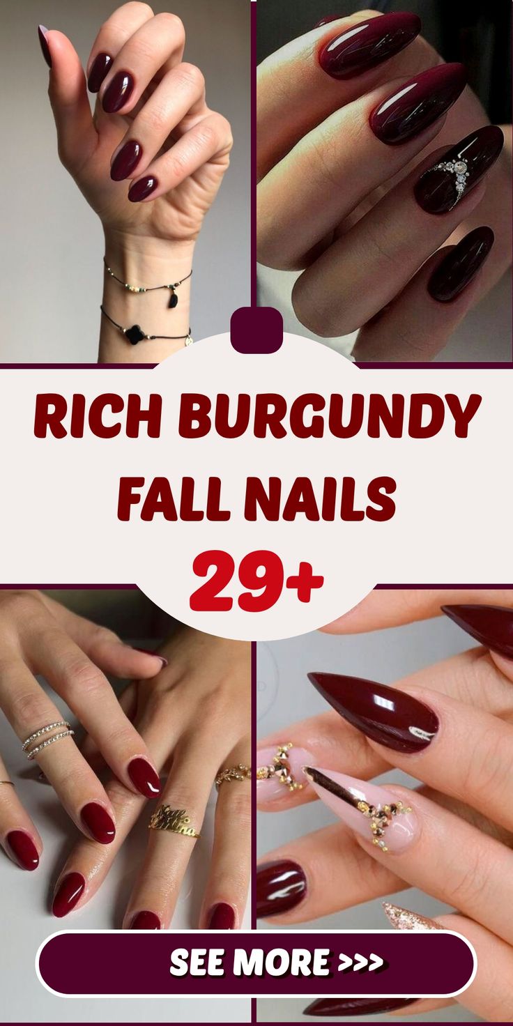 Best 29+ Rich Burgundy Fall Nails you must try this year