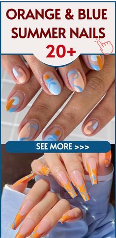 Best 20+ orange and blue nails you must try this year