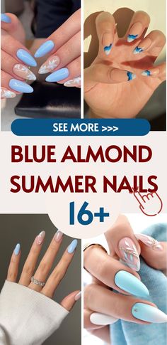 Best 16+ blue nails almond you must try this year