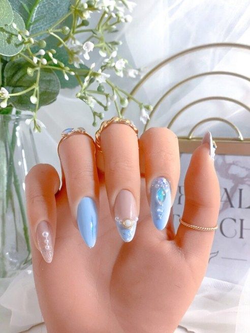 Best 21+ light blue nails acrylic you must try this year