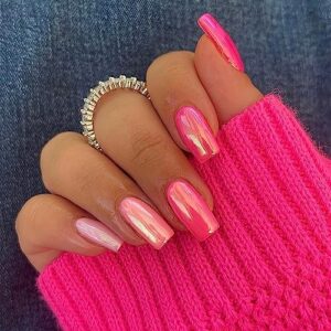 Best 18+ pink nails with chrome you must try this year