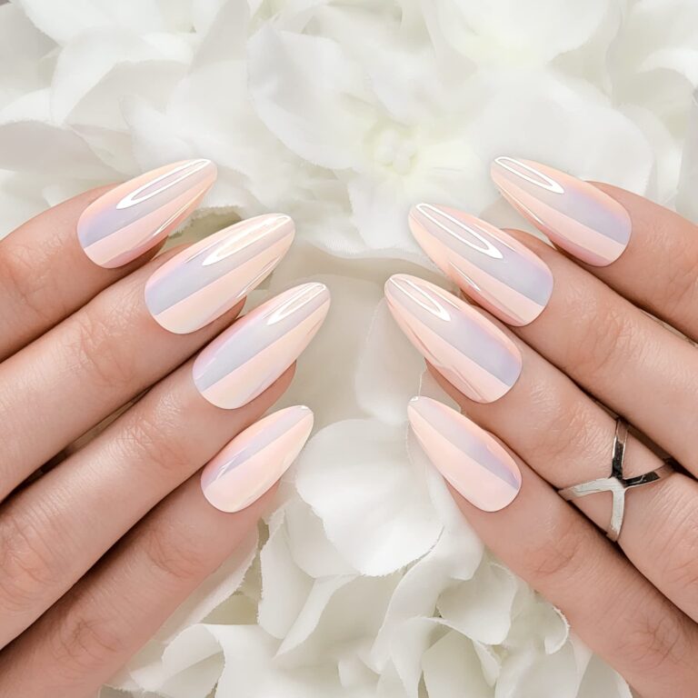 Best 30+ peach chrome nails you must try this year